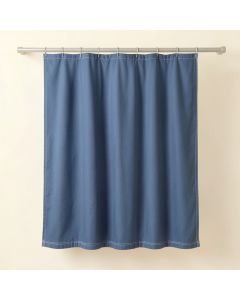 Cedar Canyon Shower Curtain Hanging Flat From A Plain Rod - Blue (synthetic illustration; no displayed measurements)