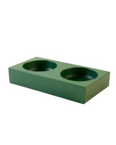 Vale Bluff Pet Feeding Stand With Two Plain Empty Bowls - Green