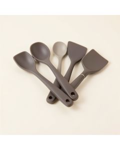 Ayesha Collection Kitchen Cooking Utensil Spoonula , Jar Spatula , And Spurtle Set , 5-Piece (synthetic illustration; no displayed measurements)