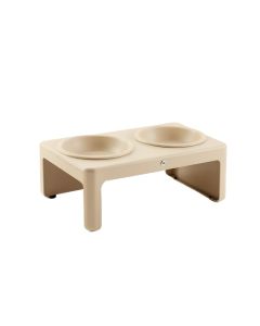 River Canyon Pet Feeding Stand With Two Plain Empty Bowls - Beige (synthetic illustration; no displayed measurements)