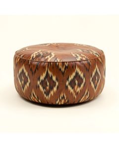 Carnuel 18 '' Wide Genuine Leather Round Ikat Pouf Ottoman (synthetic illustration; no displayed measurements)