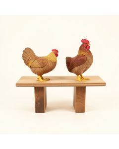 Asgard 2 Piece Hen/Rooster Shelf Sitter Figurine Set (synthetic illustration; no displayed measurements)