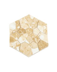 Calacatta Gold Hexagon Mounted 1 '' X 1 '' Marble Mosaic In White