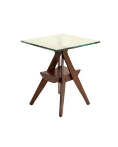 Schroeders Glass Top 3 Legs End Table With Storage (synthetic illustration; no displayed measurements)