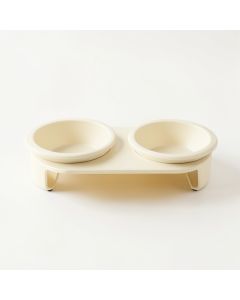 Sage Bridge Pet Feeding Stand With Two Plain Empty Bowls - Ivory (synthetic illustration; no displayed measurements)