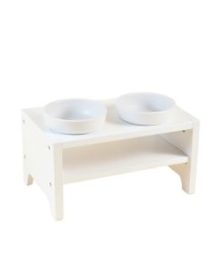 Harbor Canyon Pet Feeding Stand With Two Plain Empty Bowls - White