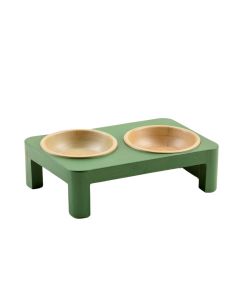 Birch Dale Pet Feeding Stand With Two Plain Empty Bowls - Green (synthetic illustration; no displayed measurements)