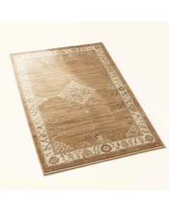 Munroe Tribal Botemir Oriental Hand-Knotted Wool Cream/Brown Area Rug (synthetic illustration; no displayed measurements)