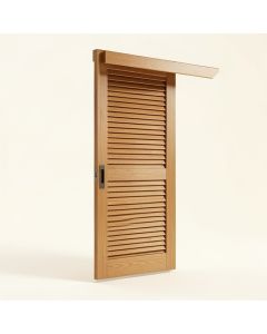 Louvered Wood Finish Athanas Sliding Closet Doors (synthetic illustration; no displayed measurements)