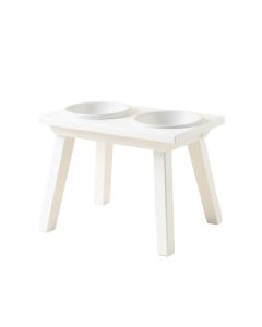 Cove Edge Pet Feeding Stand With Two Plain Empty Bowls - White