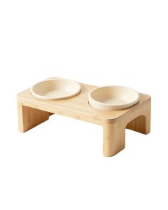 Meadow Branch Pet Feeding Stand With Two Plain Empty Bowls - Ivory (synthetic illustration; no displayed measurements)