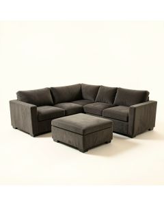 Abdul-Raheem 98 '' Wide Microfiber/Microsuede Symmetrical Modular Corner Sectional With Ottoman (synthetic illustration; no displayed measurements)