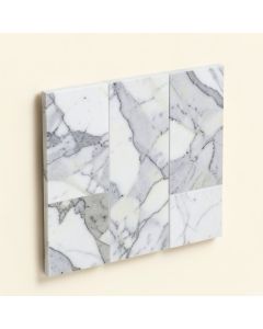 Linear Polished Random Sized Marble Mosaic Tile In White (synthetic illustration; no displayed measurements)