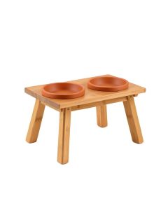 Cliff Bridge Pet Feeding Stand With Two Plain Empty Bowls - Terracotta (synthetic illustration; no displayed measurements)