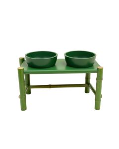 Bay Dell Pet Feeding Stand With Two Plain Empty Bowls - Green