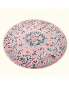 Round Floral Shag Pink/Blue Area Rug (synthetic illustration; no displayed measurements)
