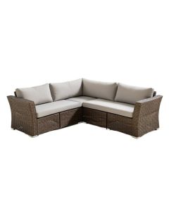 Soria Outdoor 6 Piece Rattan Sectional Seating Group With Cushions (synthetic illustration; no displayed measurements)