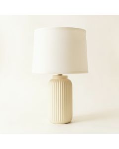 Oak Canyon Table Lamp With A Plain Fabric Shade - Ivory (synthetic illustration; no displayed measurements)