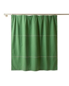 Elm Dale Shower Curtain Hanging Flat From A Plain Rod - Green
