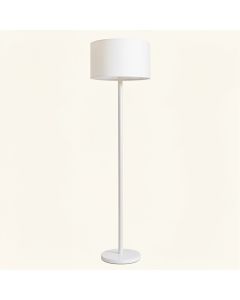 Ash Arc Floor Lamp With A Plain Fabric Shade (synthetic illustration; no displayed measurements)