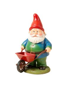 Kinslee Gnome With Wheel Barrow Solar Statue