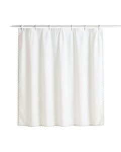 Hill Edge Shower Curtain Hanging Flat From A Plain Rod - White