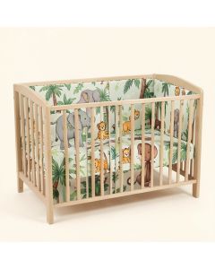 Jungle Fun Elephant Lion And Monkey Baby Nursery 3 Piece Crib Bedding Set (synthetic illustration; no displayed measurements)