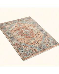 Mya Oriental Terracotta/Camel/Pale Blue Area Rug (synthetic illustration; no displayed measurements)