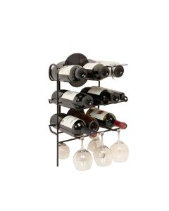 Orla 9 Bottle Wall Mounted Wine Bottle And Glass Rack
