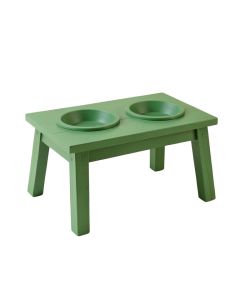 Harbor Branch Pet Feeding Stand With Two Plain Empty Bowls - Green