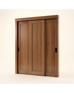 Indoor Studio Paneled Wood And Pvc/Vinyl Sliding Closet Doors (synthetic illustration; no displayed measurements)