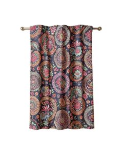Grigoriy Unicorn Unicorn Profile Made With Ethnic Circular And Flower Boho Motif Graphic Print & Text Semi-Sheer Rod Pocket Curtain Panel