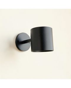 Oak Arc Wall Sconce Mounted On A Plain Wall - Black (synthetic illustration; no displayed measurements)