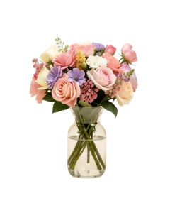Real Touch Floral Arrangements In Glass Vase