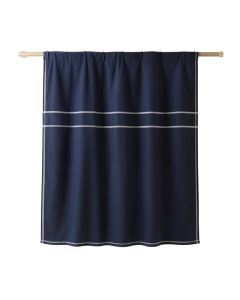 Bay Crossing Shower Curtain Hanging Flat From A Plain Rod - Navy