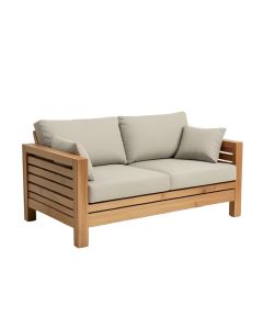 Gilus 90 '' Wide Outdoor Teak Patio Sofa With Cushions (synthetic illustration; no displayed measurements)