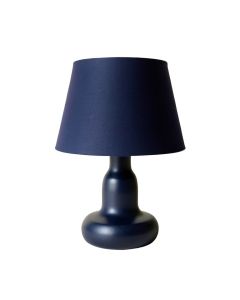 Stone Arc Table Lamp With A Plain Fabric Shade - Navy (synthetic illustration; no displayed measurements)