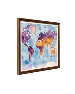 Watercolour Map Of The World Framed Graphic Art Print On Canvas