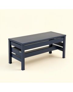 Elm Arc Narrow Outdoor Storage Bench (synthetic illustration; no displayed measurements)