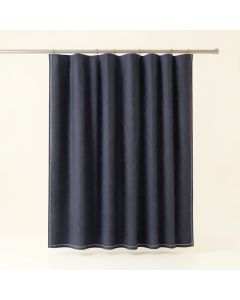 Clay Canyon Shower Curtain Hanging Flat From A Plain Rod - Navy (synthetic illustration; no displayed measurements)