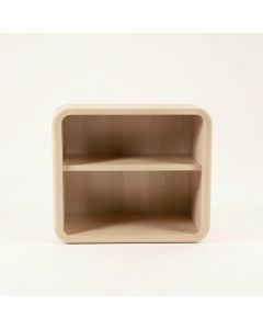 Holly Arc Low Bookcase - Beige (synthetic illustration; no displayed measurements)