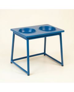 Spruce Bend Pet Feeding Stand With Two Plain Empty Bowls - Blue (synthetic illustration; no displayed measurements)