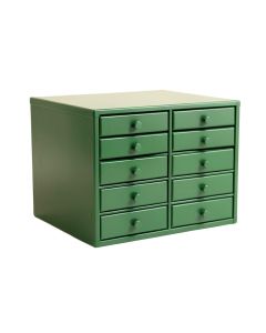 Clay Bridge Small-Parts Storage Drawer Cabinet - Green (synthetic illustration; no displayed measurements)