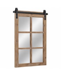 Galveston Sliding Barn Door Wood Window Wall Accent Mirror