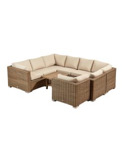 Patio Furniture 9 Pieces Rattan Wicker Sectional Seating Group With Cushions