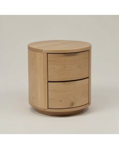 Mirefield Cylindrical Two-Drawer Nightstand (synthetic illustration; no displayed measurements)