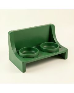 Bay Branch Pet Feeding Stand With Two Plain Empty Bowls - Green (synthetic illustration; no displayed measurements)