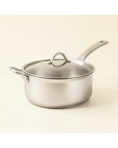 Berghoff International Manhattan Covered 3.2 Qt . Stainless Steel Sauce Pan With Lid (synthetic illustration; no displayed measurements)