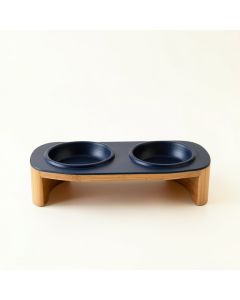 Shore Bluff Pet Feeding Stand With Two Plain Empty Bowls - Navy (synthetic illustration; no displayed measurements)