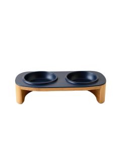 Shore Bluff Pet Feeding Stand With Two Plain Empty Bowls - Navy (synthetic illustration; no displayed measurements)